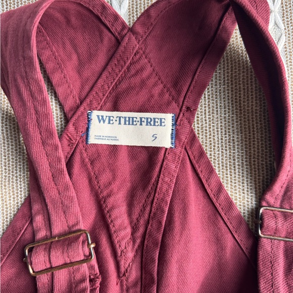 We the Free Ziggy Denim Overalls Size Small Maroon Banner Retro Slouchy - Picture 9 of 11